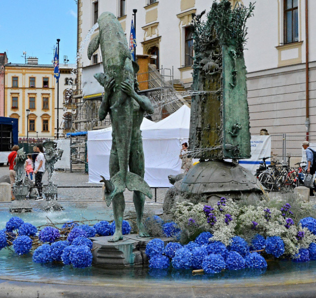 Arionova kašna pod záplavou květů