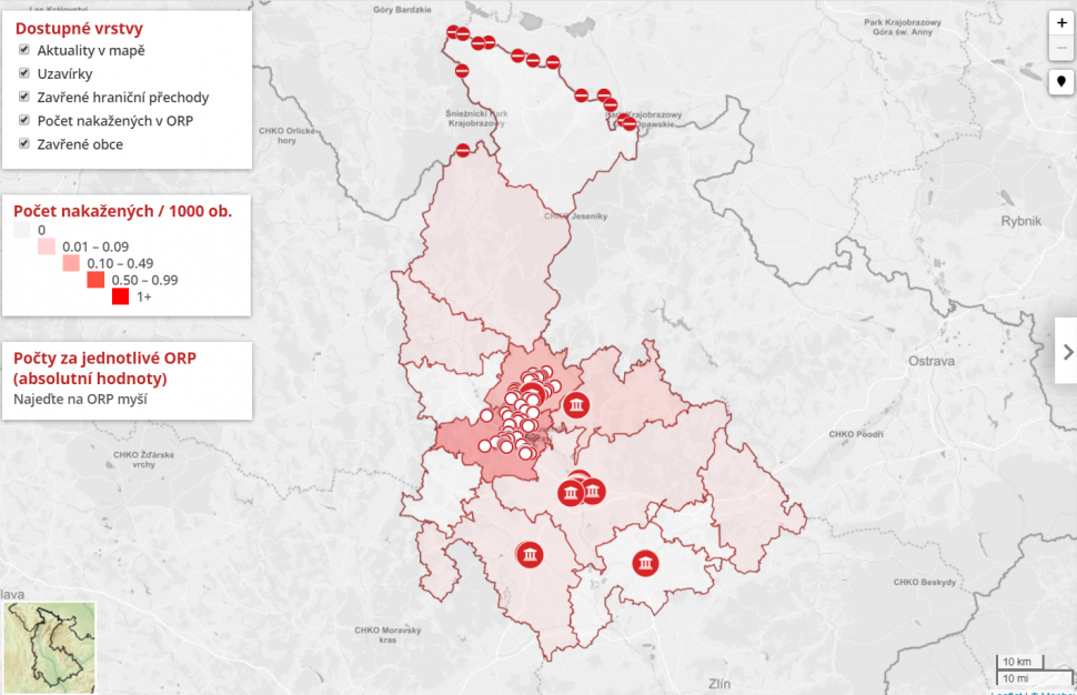 Geoinformatici vytvořili unikátní mapu koronaviru v kraji